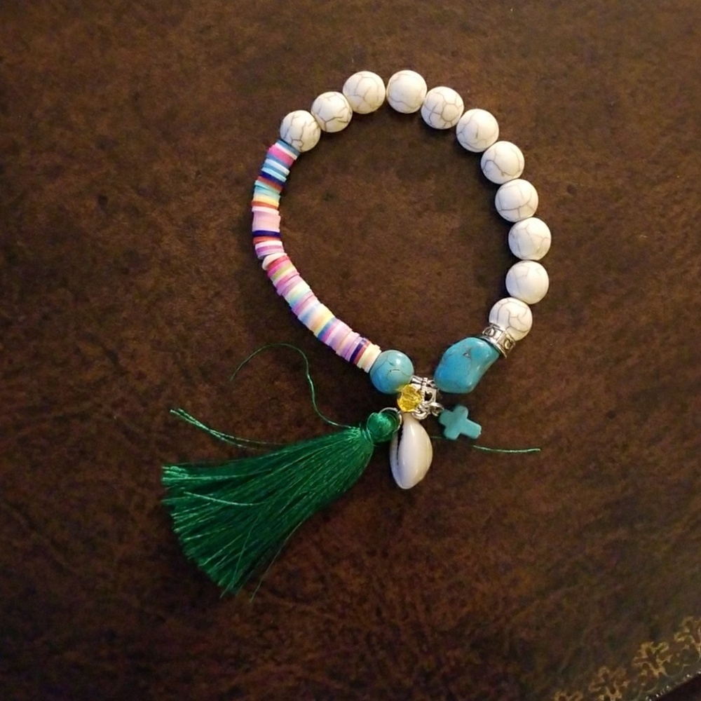 Stone & Polymer Clay Bracelet NWOT